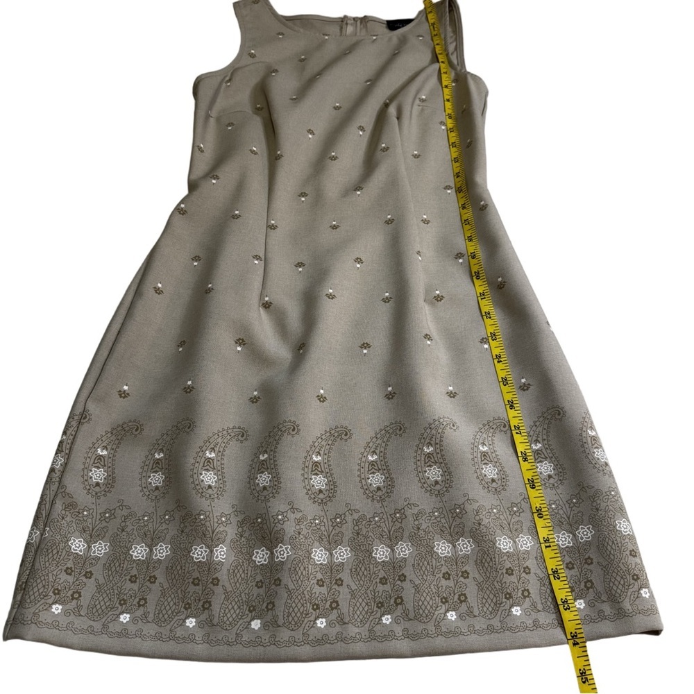 My Michelle Khaki Dress & Jacket Set Size 9/10 Sleeveless Dress Paisley Print - Picture 13 of 16